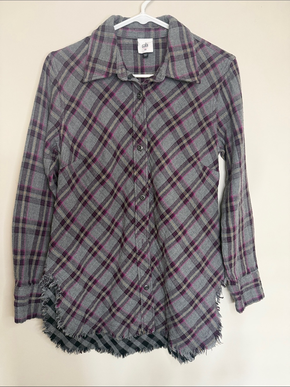 CAbi Gray & Purple Plaid Button-Down Shirt